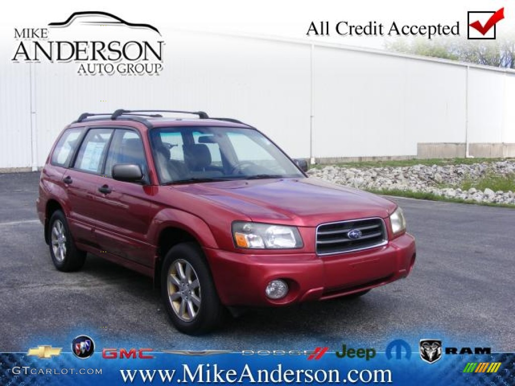 2005 Forester 2.5 XS - Cayenne Red Pearl / Beige photo #1