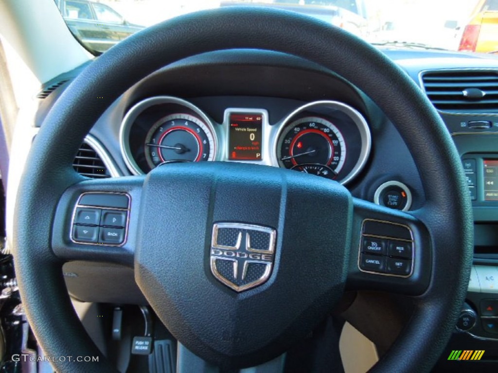 2013 Dodge Journey American Value Package Black/Light Frost Beige Steering Wheel Photo #72333131