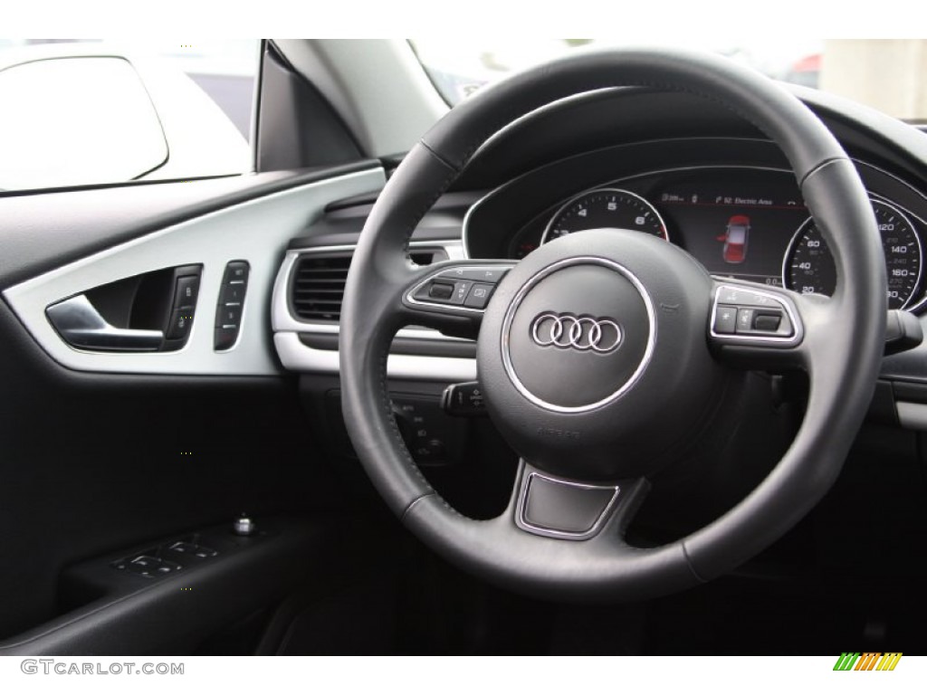 2012 Audi A7 3.0T quattro Premium Black Steering Wheel Photo #72333167