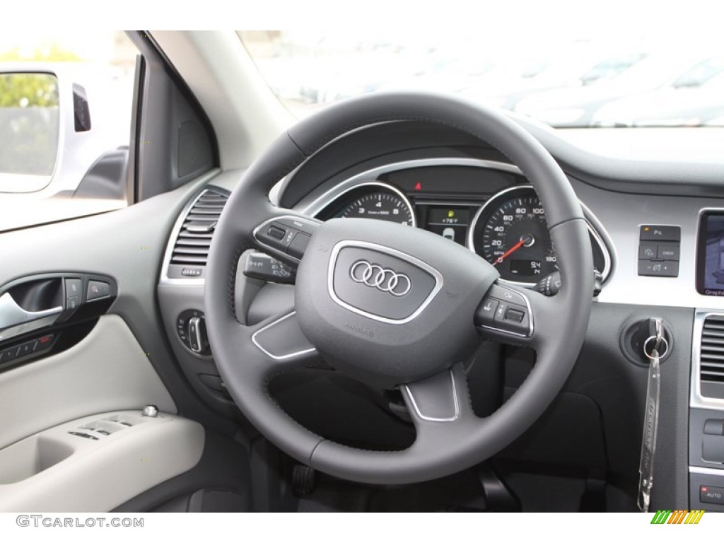 2013 Audi Q7 3.0 TFSI quattro Limestone Gray Steering Wheel Photo #72335807