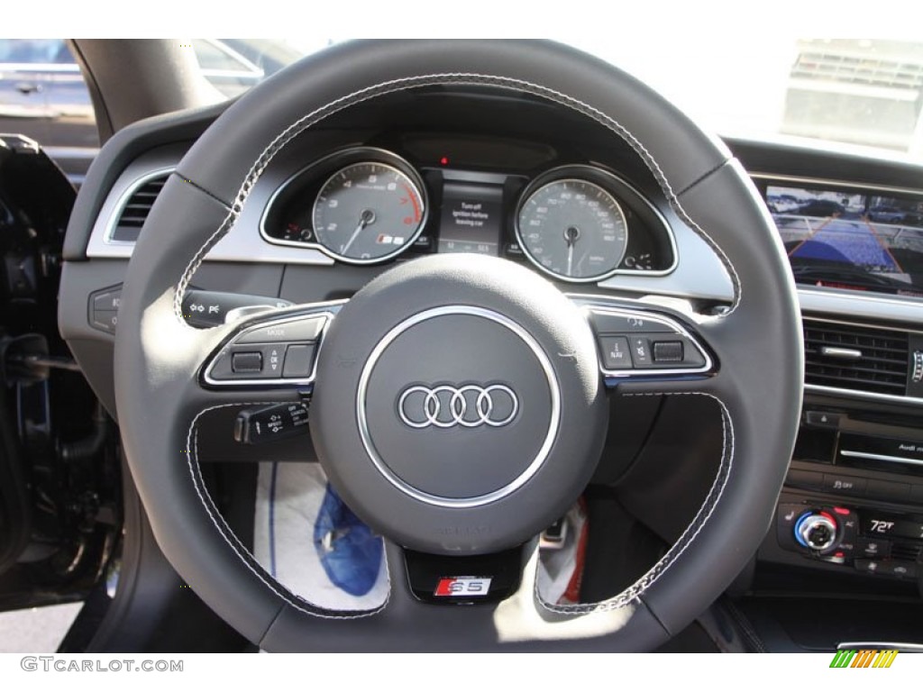 2013 Audi S5 3.0 TFSI quattro Coupe Black Steering Wheel Photo #72336194