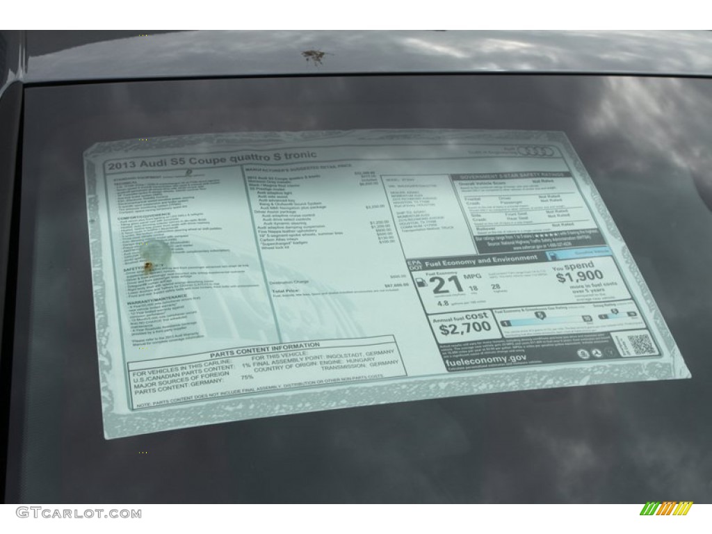 2013 Audi S5 3.0 TFSI quattro Coupe Window Sticker Photo #72336723