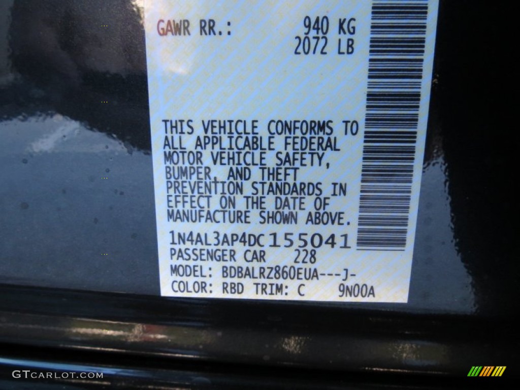 2013 Altima Color Code RBD for Storm Blue Photo #72340940