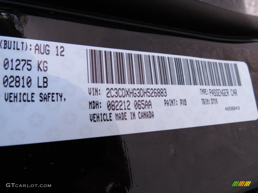 2013 Charger Color Code PX8 for Pitch Black Photo #72348342