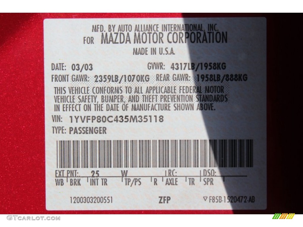 2003 MAZDA6 i Sedan - Redfire Metallic / Gray photo #28