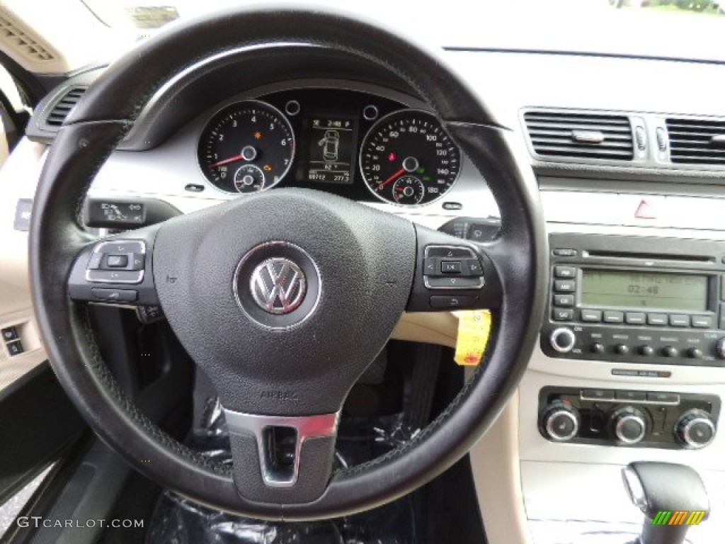 2009 Volkswagen CC Sport Cornsilk Beige Two-Tone Steering Wheel Photo #72350606