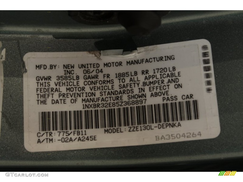 2005 Corolla Color Code 775 for Cactus Mica Photo #72354057