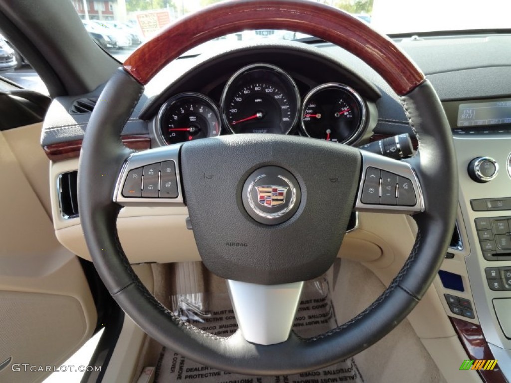 2011 Cadillac CTS Coupe Cashmere/Cocoa Steering Wheel Photo #72355452