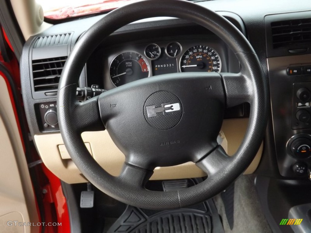 2006 Hummer H3 Standard H3 Model Ebony Black/Light Cashmere Beige Steering Wheel Photo #72355533