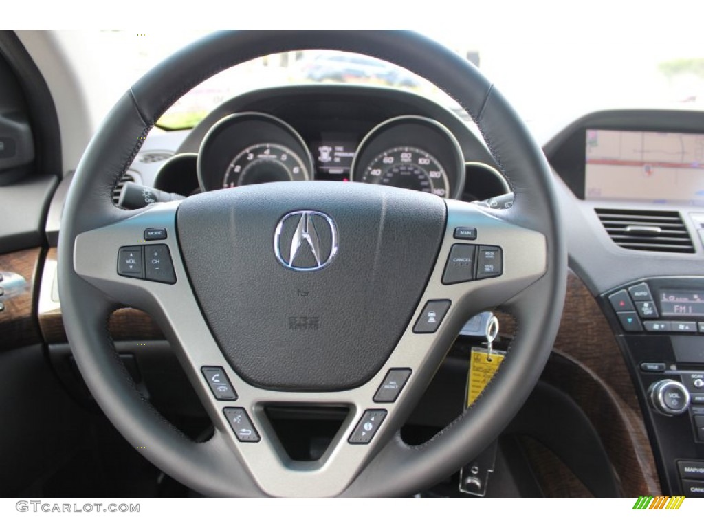 2013 Acura MDX SH-AWD Advance Ebony Steering Wheel Photo #72356073