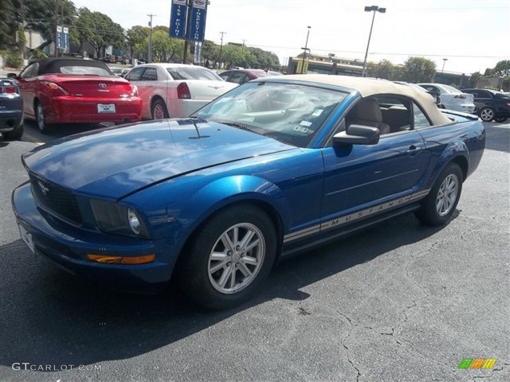2007 Mustang V6 Premium Convertible - Vista Blue Metallic / Medium Parchment photo #7