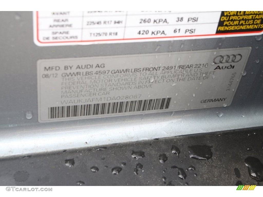 2013 Audi A3 2.0 TDI Info Tag Photos