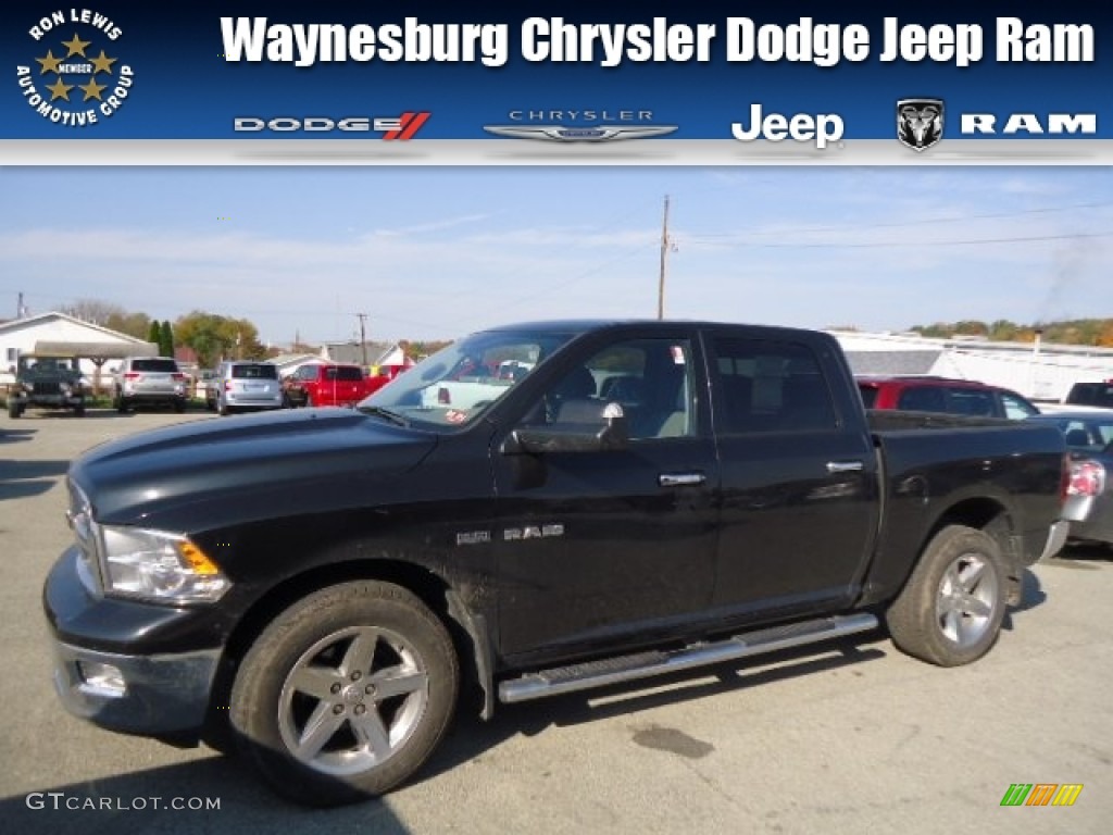 2010 Ram 1500 Big Horn Crew Cab 4x4 - Brilliant Black Crystal Pearl / Dark Slate/Medium Graystone photo #1