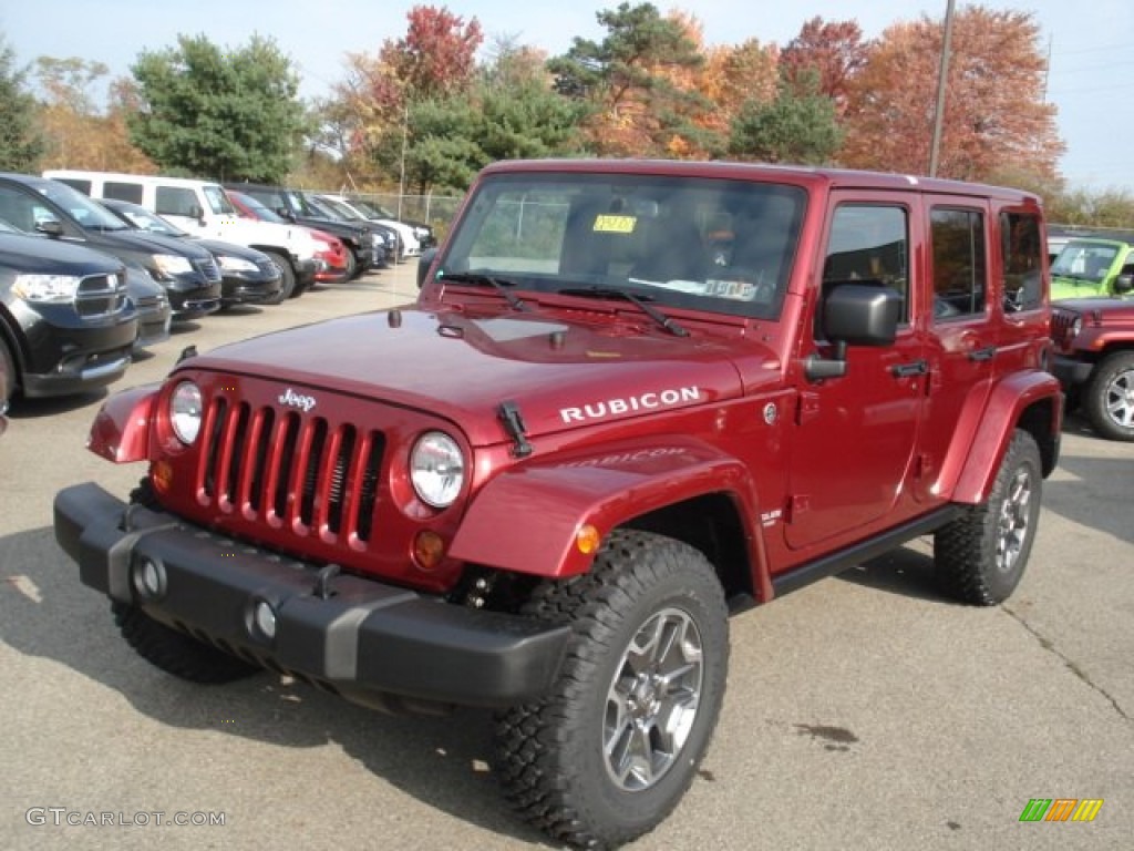 2013 Wrangler Unlimited Rubicon 4x4 - Deep Cherry Red Crystal Pearl / Black photo #2