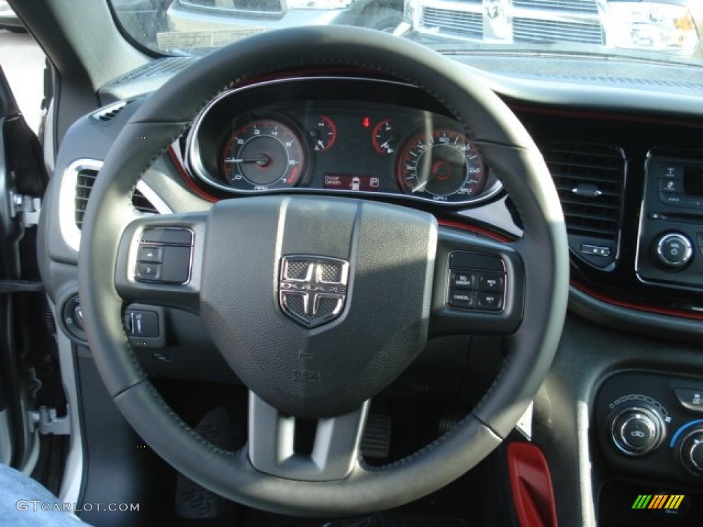 2013 Dart SXT - Bright Silver Metallic / Black/Ruby Red photo #19