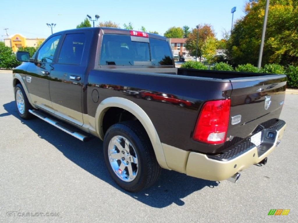 2011 Ram 1500 Laramie Longhorn Crew Cab 4x4 - Rugged Brown Pearl / Light Pebble Beige/Bark Brown photo #4