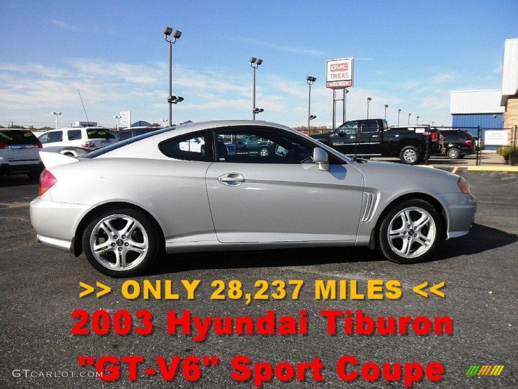 2003 Tiburon GT V6 - Super Silver / Black photo #1