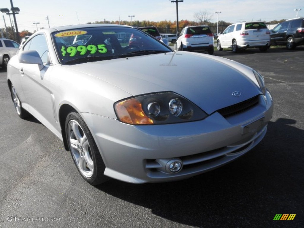 2003 Tiburon GT V6 - Super Silver / Black photo #2