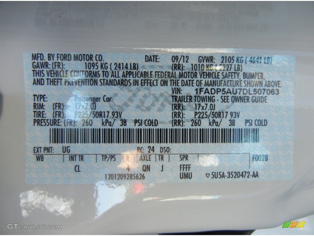 2013 C-Max Color Code UG for White Platinum Photo #72384381
