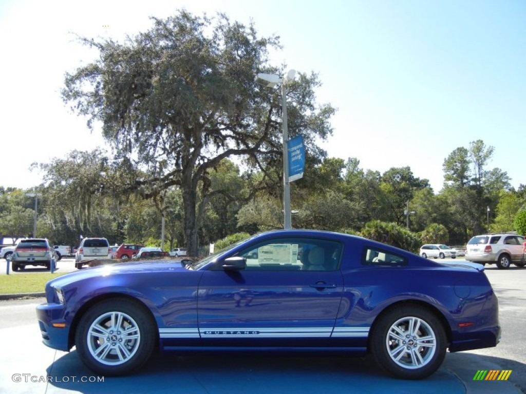 2013 Mustang V6 Coupe - Deep Impact Blue Metallic / Stone photo #2