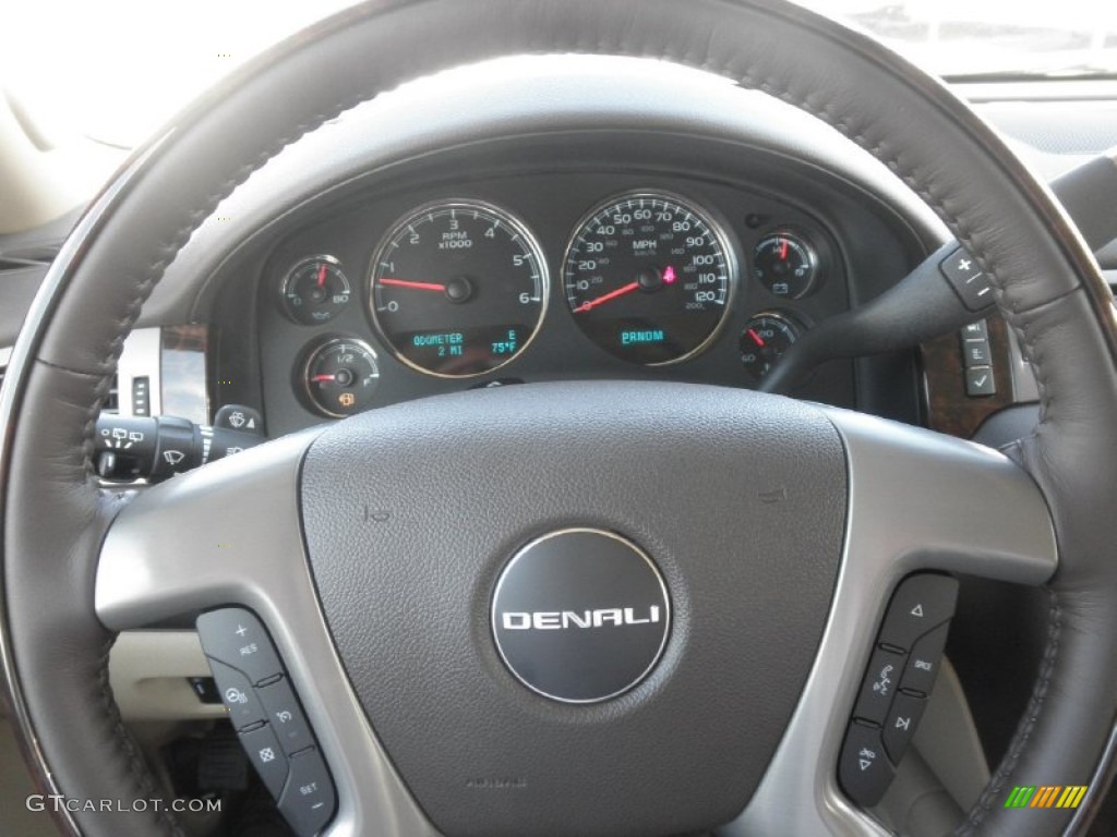 2013 GMC Yukon XL Denali AWD Cocoa/Light Cashmere Steering Wheel Photo #72385326