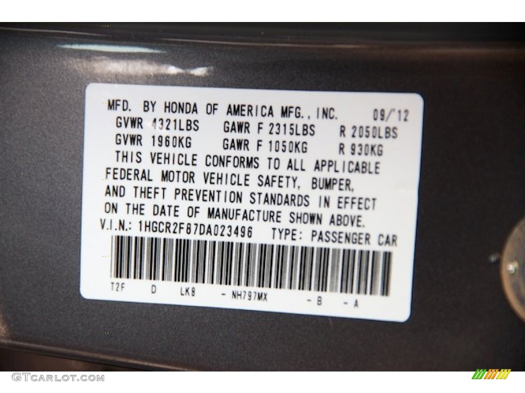 2013 Accord EX-L Sedan - Modern Steel Metallic / Gray photo #20