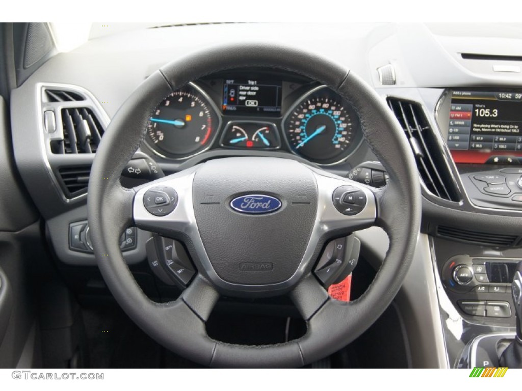 2013 Ford Escape SEL 2.0L EcoBoost 4WD Charcoal Black Steering Wheel Photo #72392910