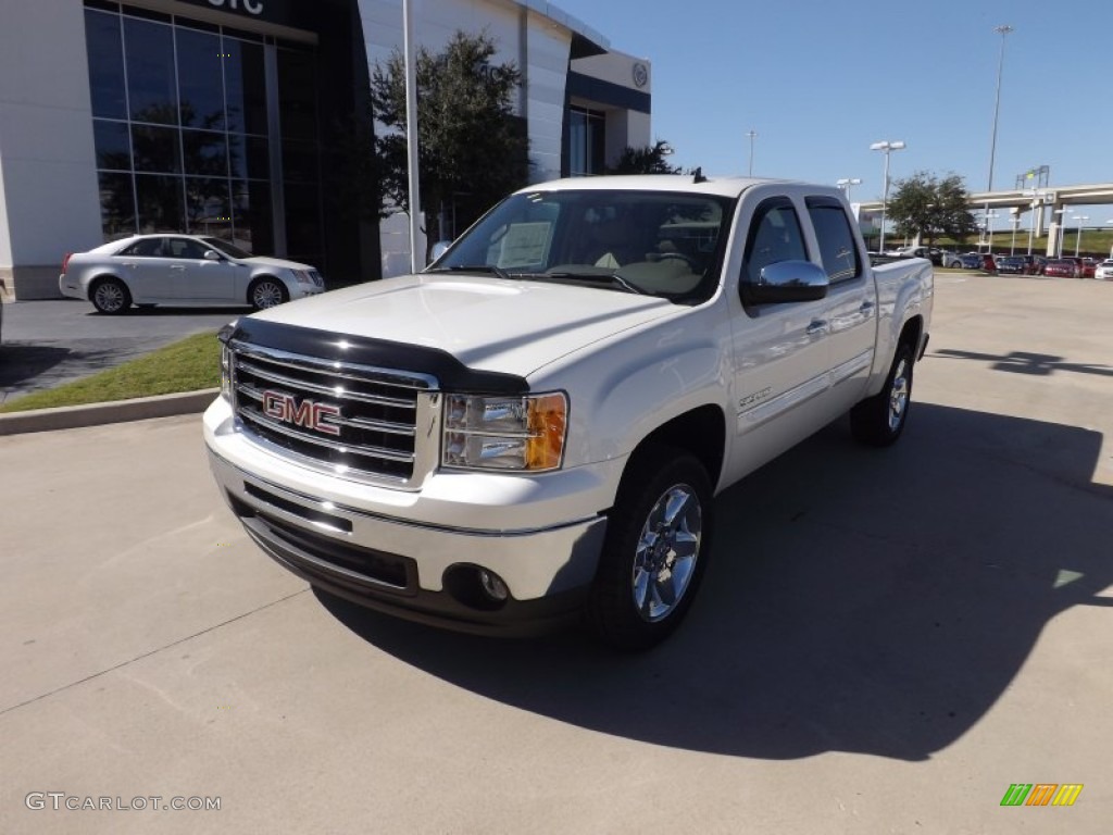 2013 Sierra 1500 SLE Crew Cab - White Diamond Tricoat / Very Dark Cashmere/Light Cashmere photo #1