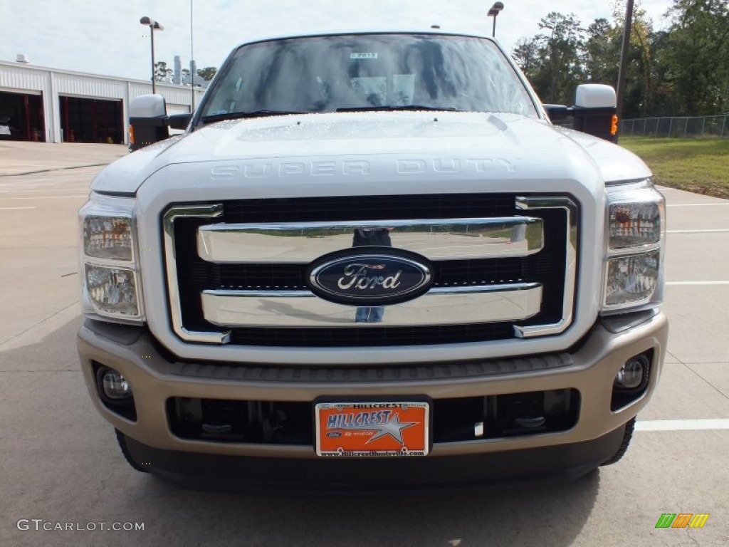 2012 F250 Super Duty King Ranch Crew Cab 4x4 - White Platinum Metallic Tri-Coat / Chaparral Leather photo #10