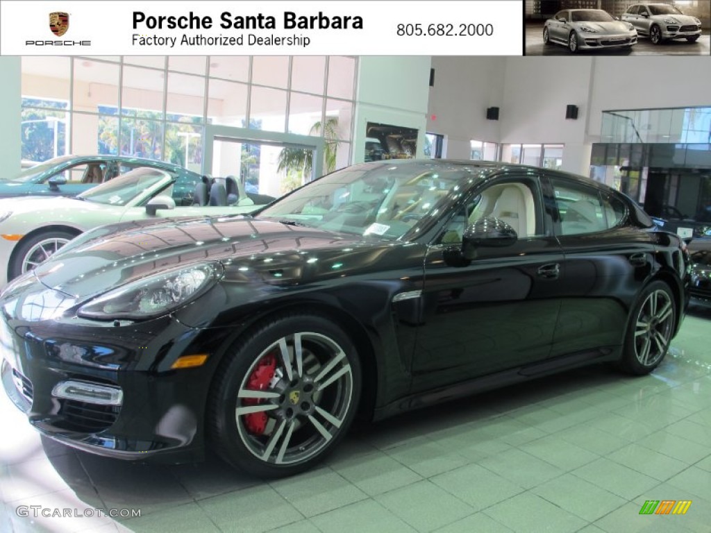 2013 Panamera Turbo - Black / Black/Cream photo #1