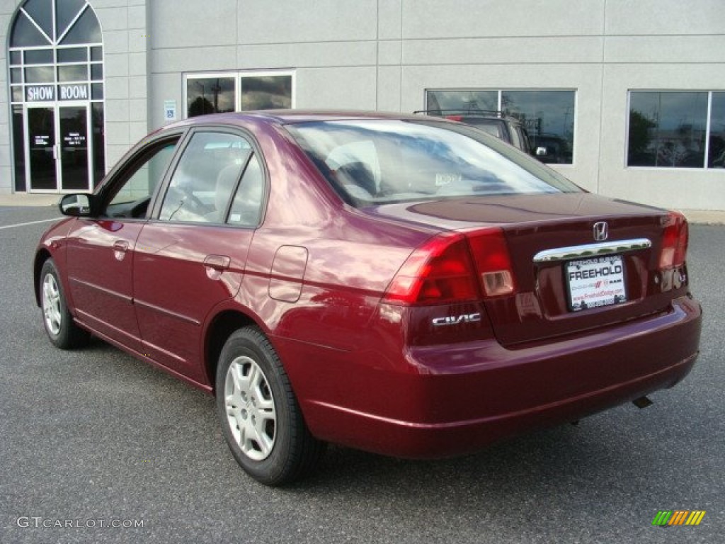 2002 Civic LX Sedan - Radiant Ruby Red Pearl / Beige photo #4