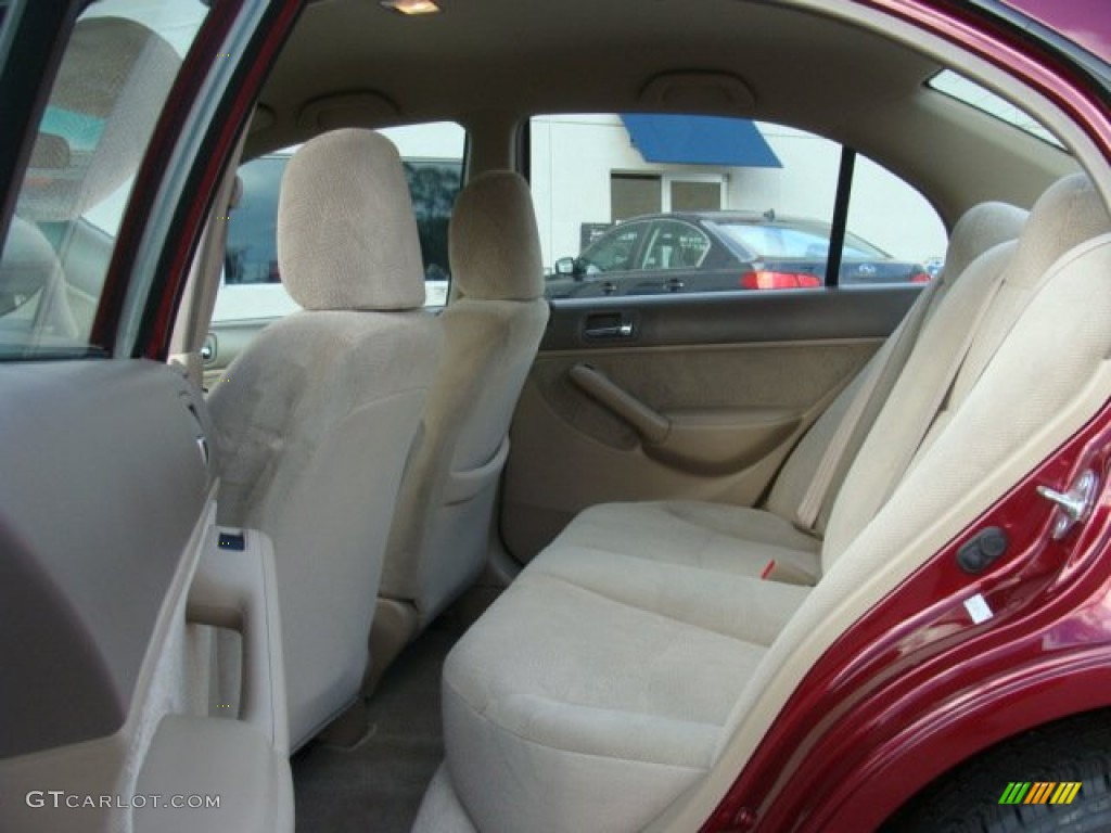 2002 Civic LX Sedan - Radiant Ruby Red Pearl / Beige photo #7
