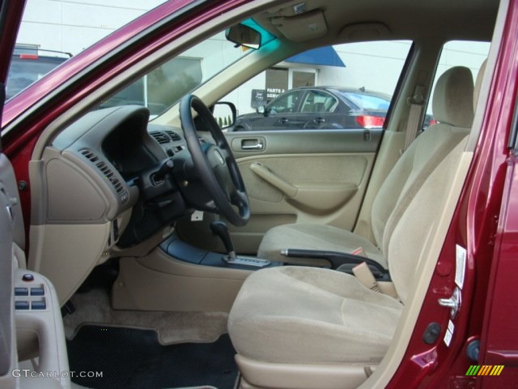 2002 Civic LX Sedan - Radiant Ruby Red Pearl / Beige photo #9