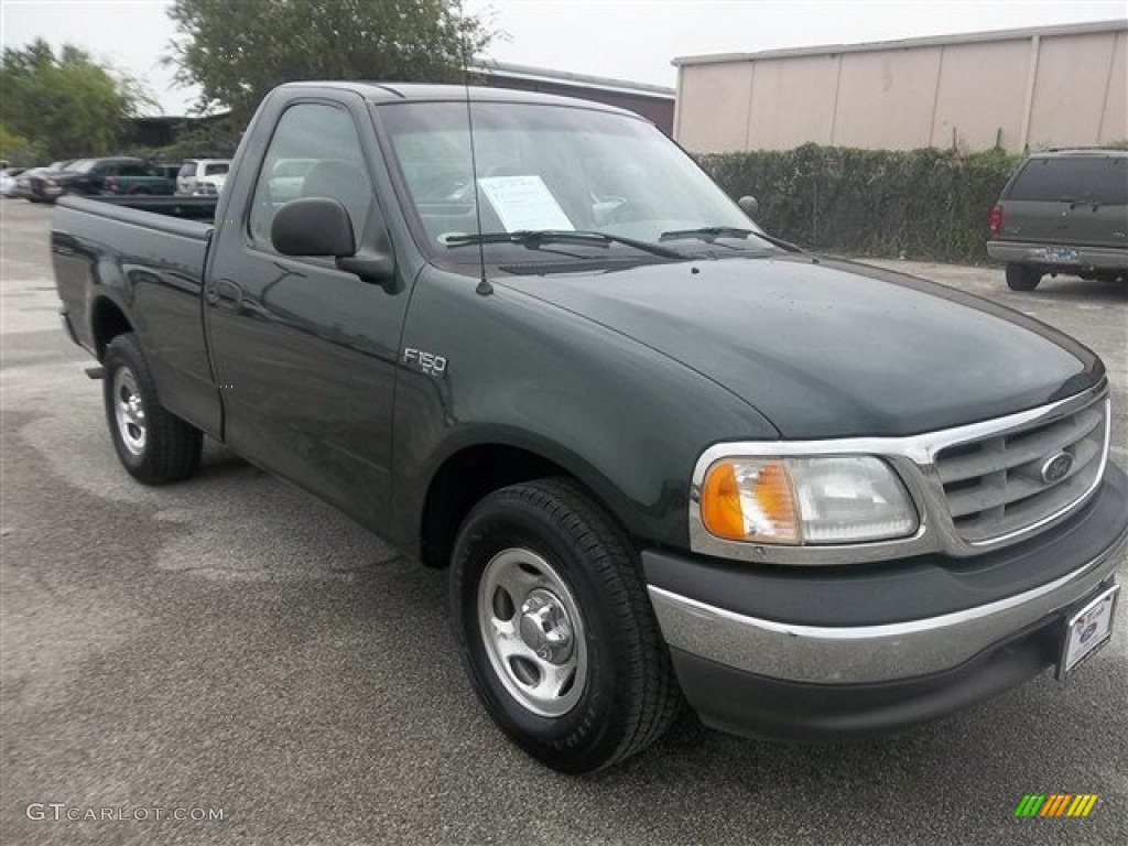 2002 F150 XL Regular Cab - Dark Highland Green Metallic / Medium Parchment photo #1