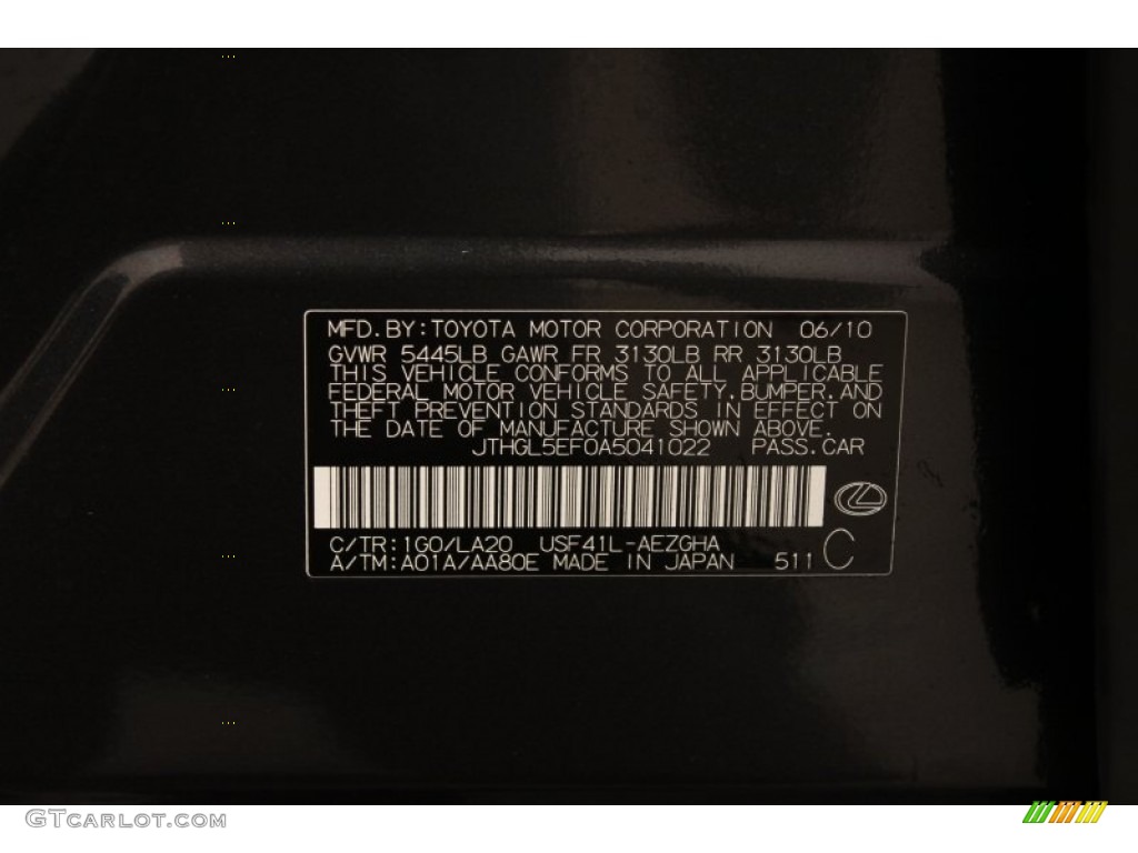 2010 LS Color Code 1G0 for Smoky Granite Mica Photo #72417519