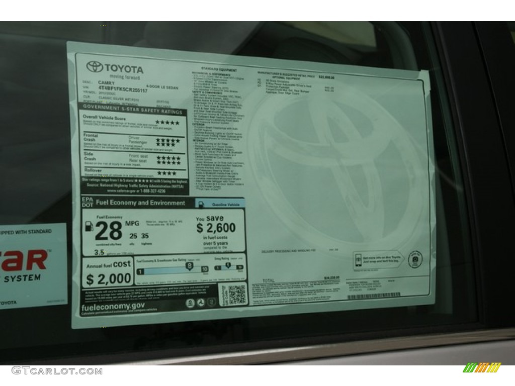 2012 Camry LE - Classic Silver Metallic / Light Gray photo #10