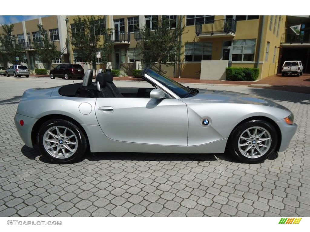 2004 Z4 2.5i Roadster - Titanium Silver Metallic / Black photo #2