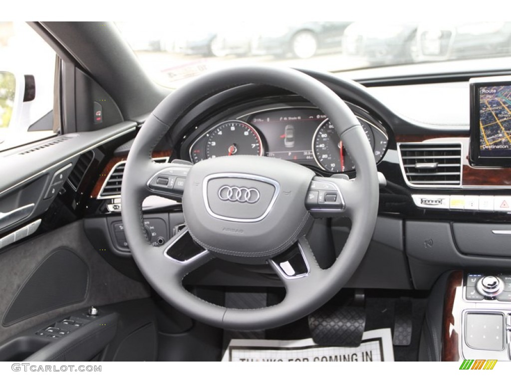 2013 Audi A8 L 4.0T quattro Black Steering Wheel Photo #72431390