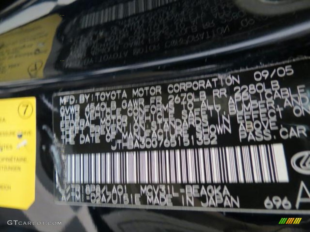 2006 ES Color Code 8P8 for Blue Onyx Pearl Photo #72431969
