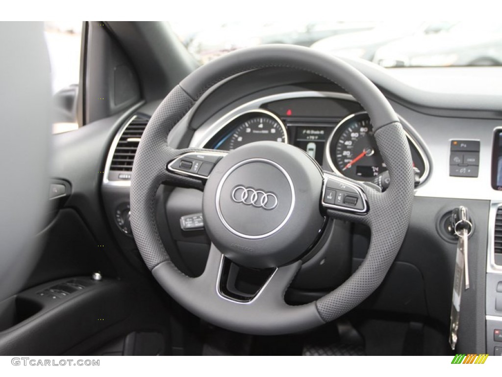 2013 Audi Q7 3.0 S Line quattro Black Steering Wheel Photo #72432131