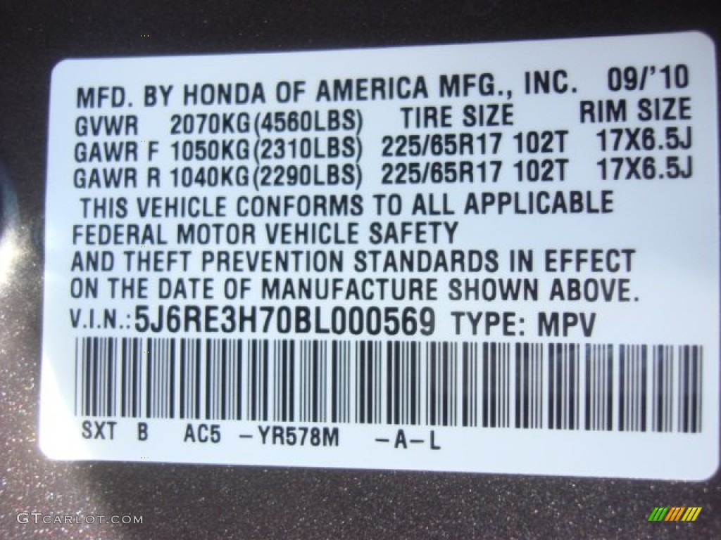 2011 CR-V EX-L - Urban Titanium Metallic / Black photo #22