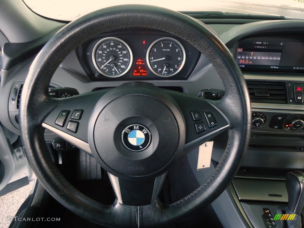 2005 BMW 6 Series 645i Coupe Black Steering Wheel Photo #72434267