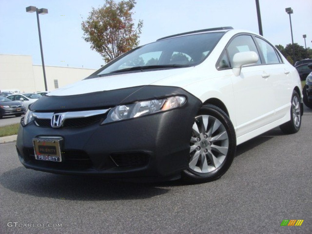 2011 Civic EX-L Sedan - Taffeta White / Beige photo #1