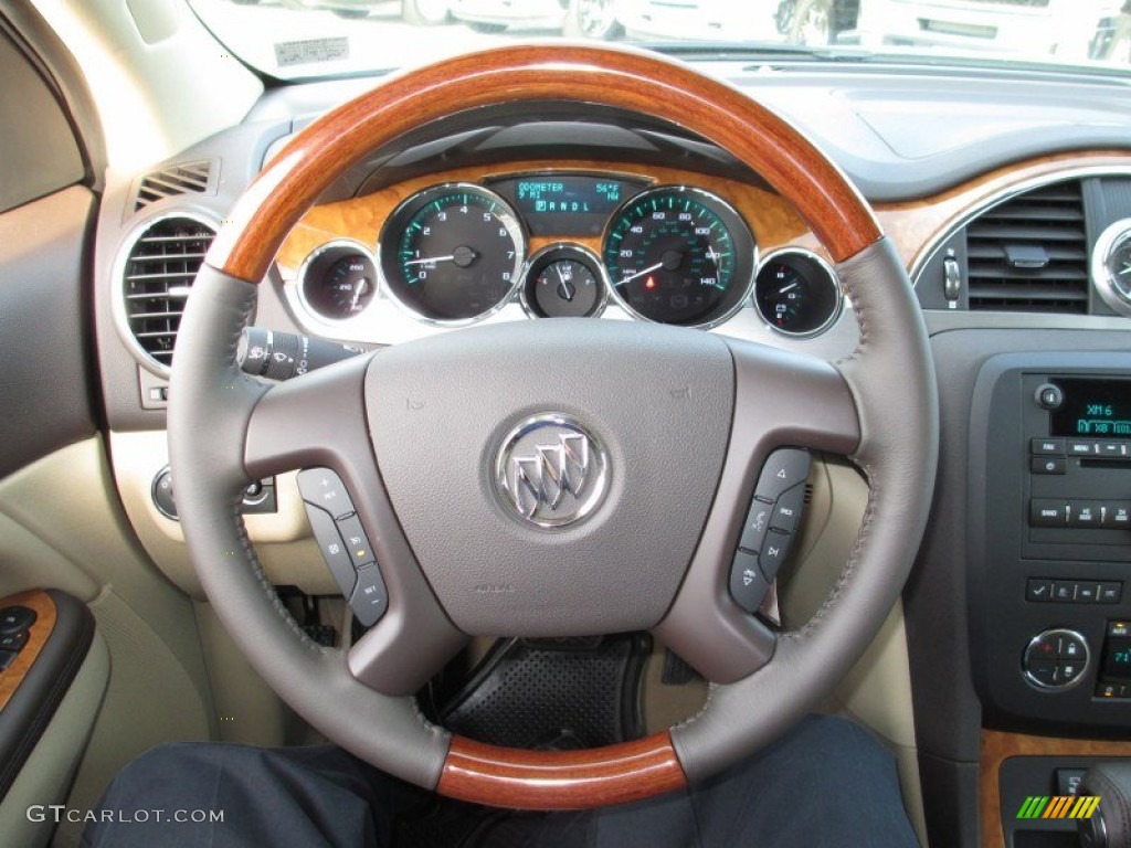 2012 Buick Enclave FWD Cashmere Steering Wheel Photo #72451555