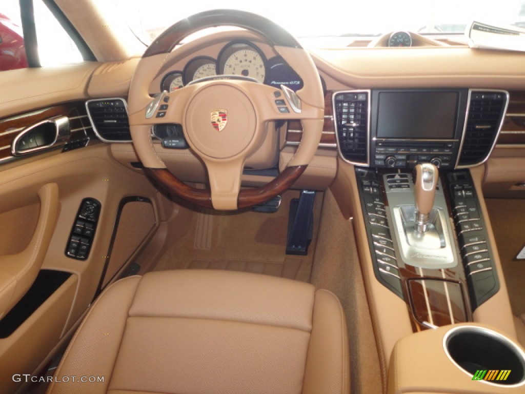 2013 Porsche Panamera GTS Cognac Natural Leather Dashboard Photo #72458483