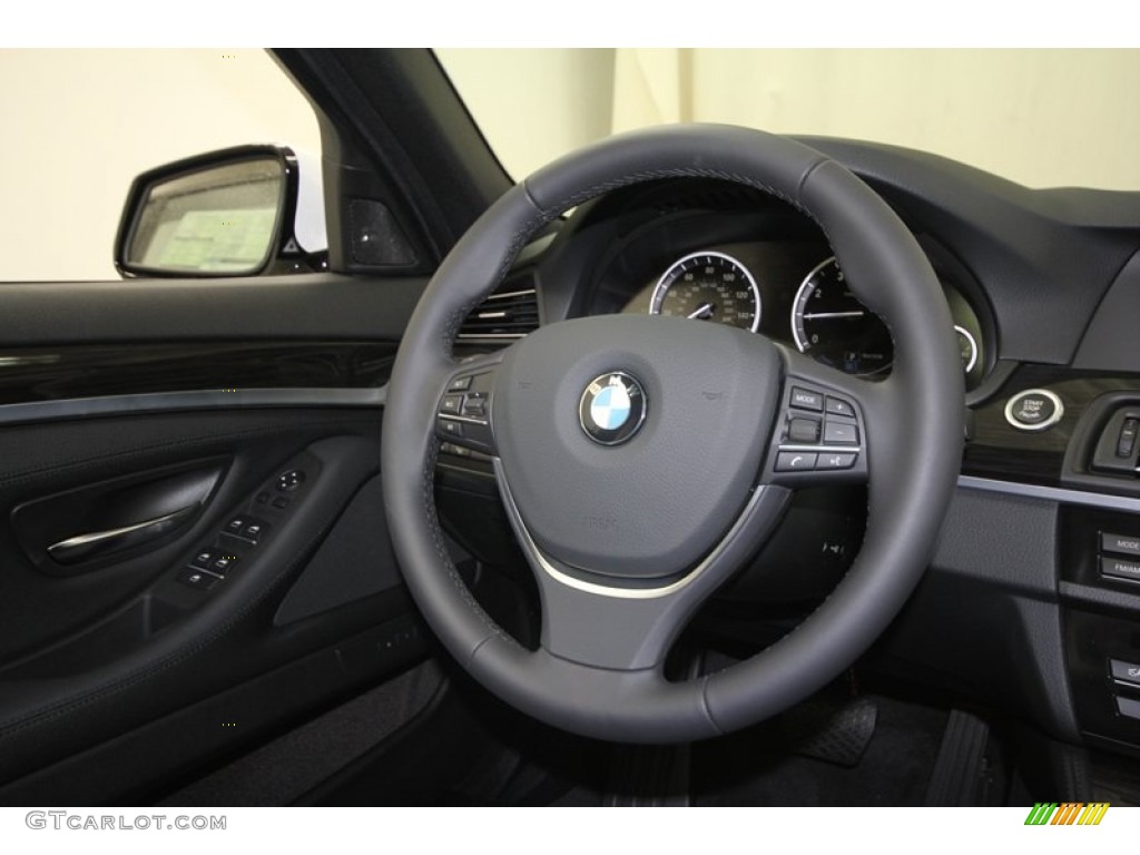 2013 BMW 5 Series ActiveHybrid 5 Black Steering Wheel Photo #72466817
