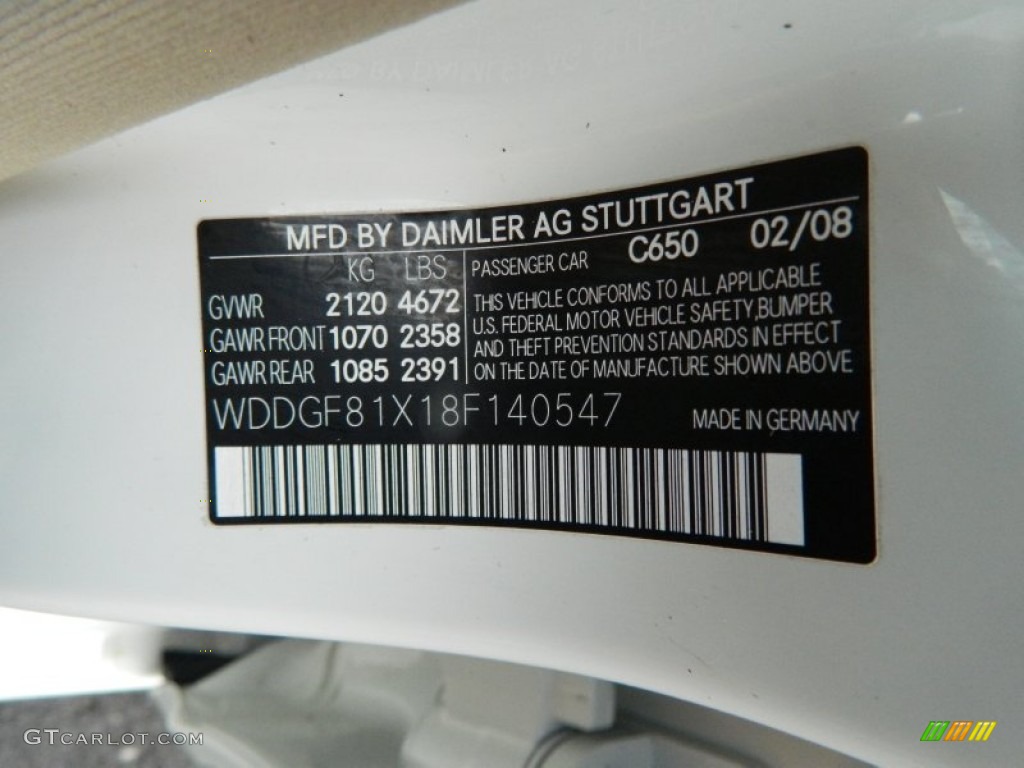 2008 Mercedes-Benz C 300 4Matic Luxury Color Code Photos