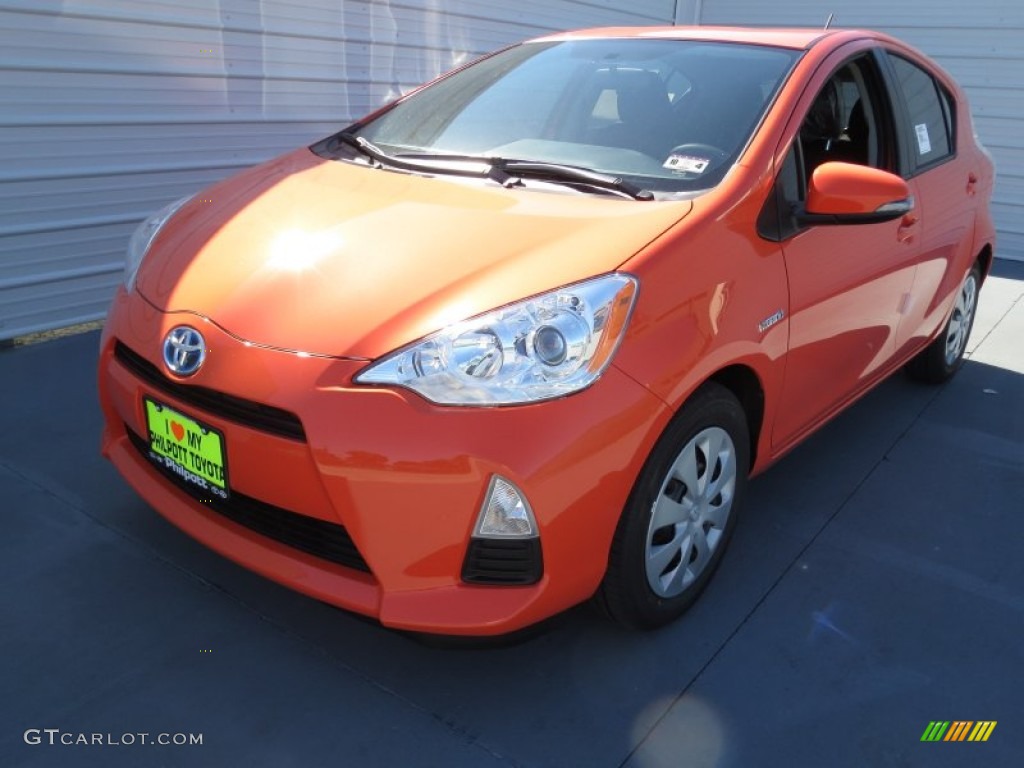 2012 Prius c Hybrid Two - Habanero / Light Blue Gray/Black photo #6