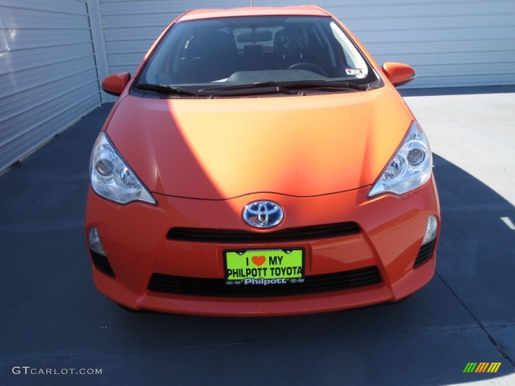 2012 Prius c Hybrid Two - Habanero / Light Blue Gray/Black photo #7