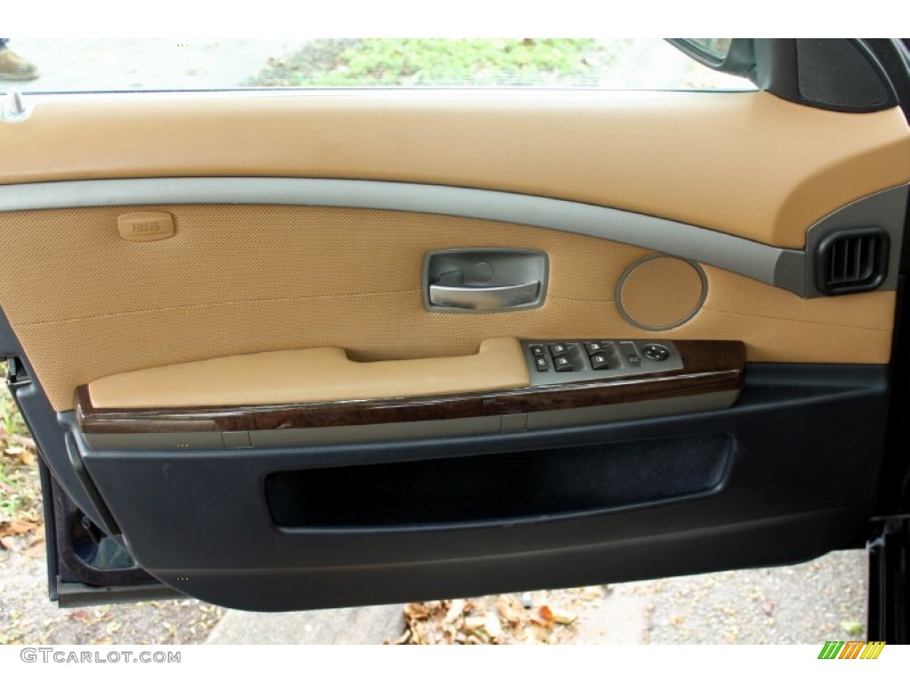 2004 BMW 7 Series 745Li Sedan Dark Blue/Natural Brown Door Panel Photo #72476380